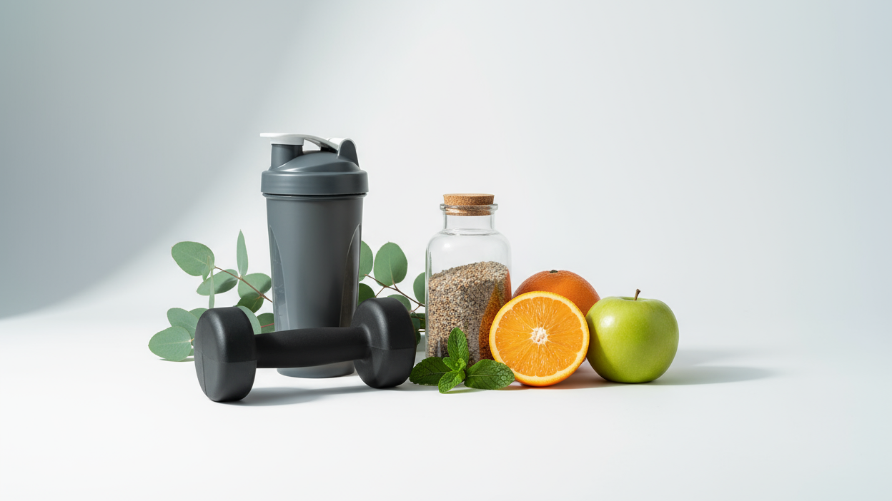 incearca sa faci ceva elegant care ar prinde la public simplu si minimalist cu produse pentru sport cat si sanatate si fara scris te rog 